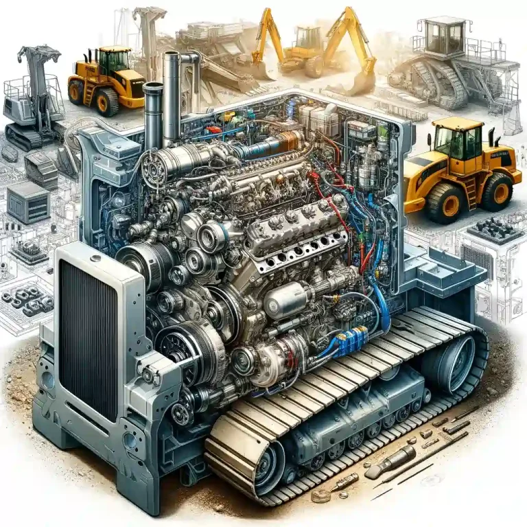 image illustrating a diesel engine installed within a construction machine