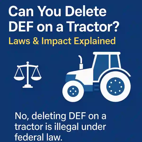 Farmer working on a tractor in a field with DEF system highlighted